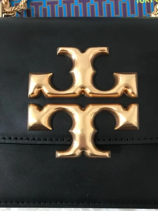 Tory Burch Black Shoulder Bag with Gold Logo and Chain - Picture 5 of 11